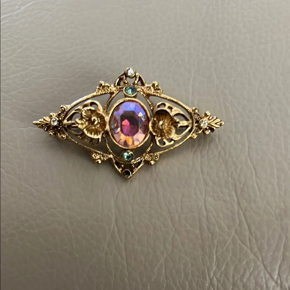 Vintage Gold and Purple Brooch - Picture 1 of 2
